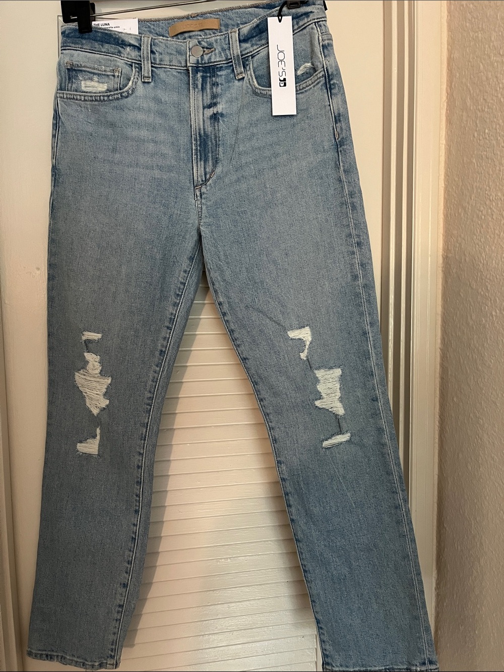 Joe's Jeans Light Blue High Rise Distressed Straight Leg Jeans, NWT
